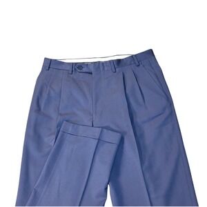 Canali dress pants men's 32x27 blue pleated cuffed wool